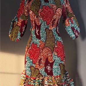 Vibrant Multicolor Smocked Midi Dress